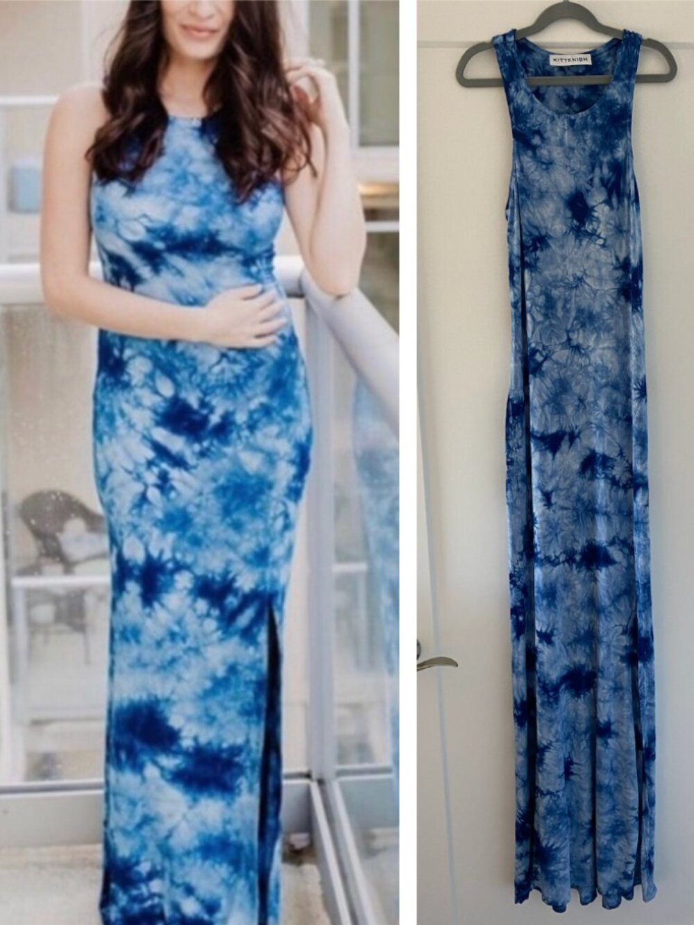 Kittenish Blue Tie-Dye Maxi Dress